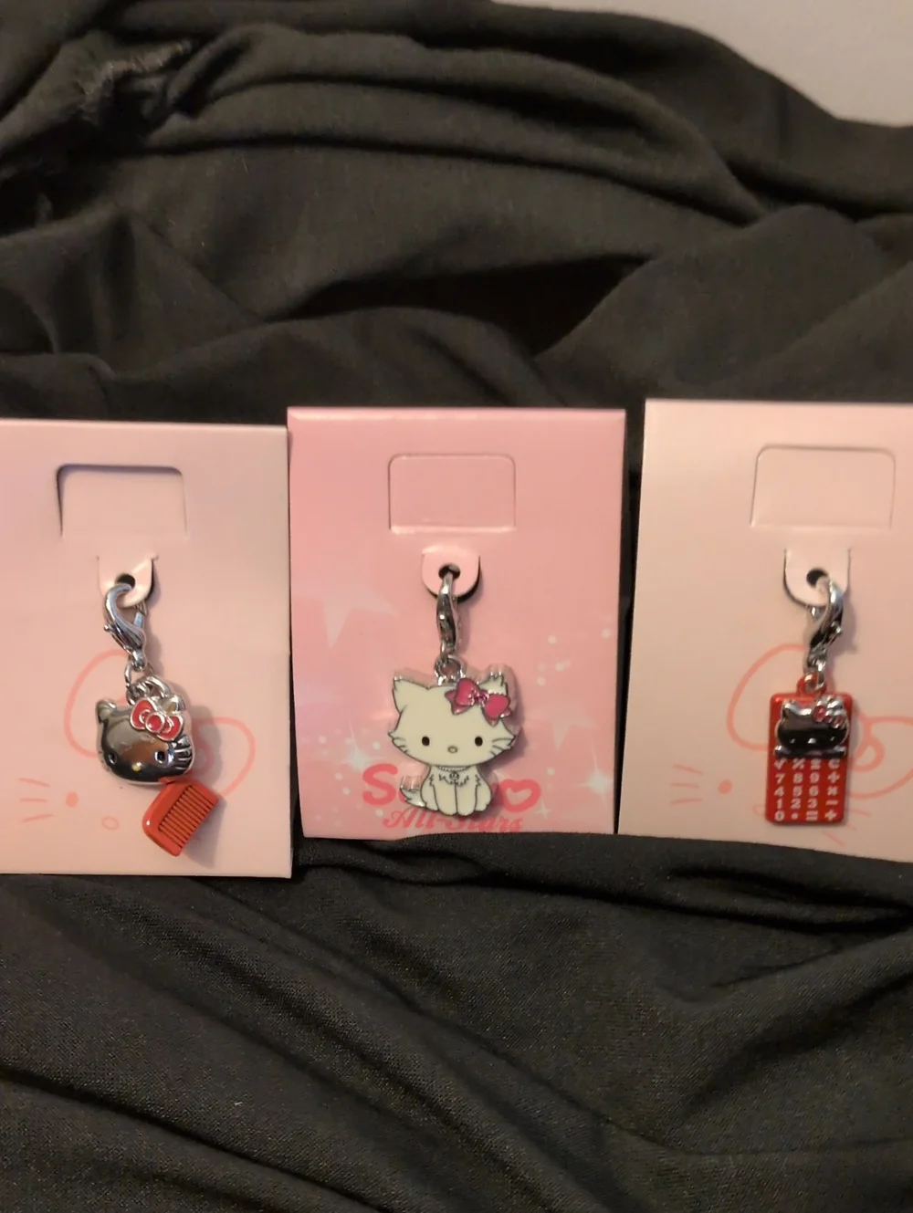 Hello Kitty Trio Charm Set — Pink, Red & White Cat Charms-3! - Picture 1 of 5